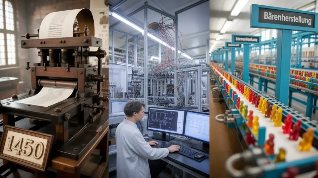 Interesting Facts About Germany: Culture, Science and Surprises 3 German inventions – printing press, research lab, and gummy bear production