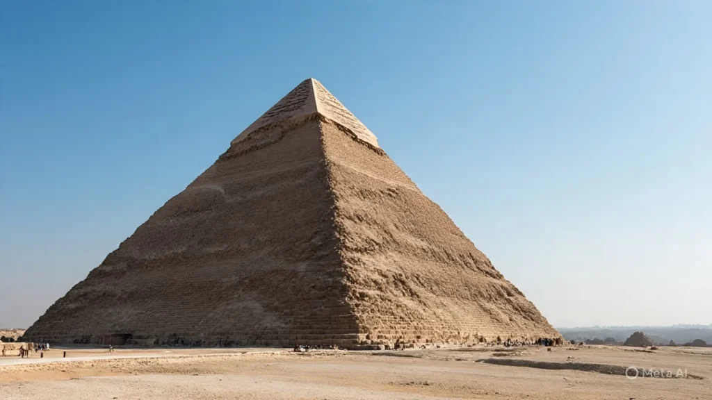 Mind-Blowing Facts About the Great Pyramid of Giza 2 Great Pyramid of Giza standing tall as last surviving ancient wonder with tourists for scale